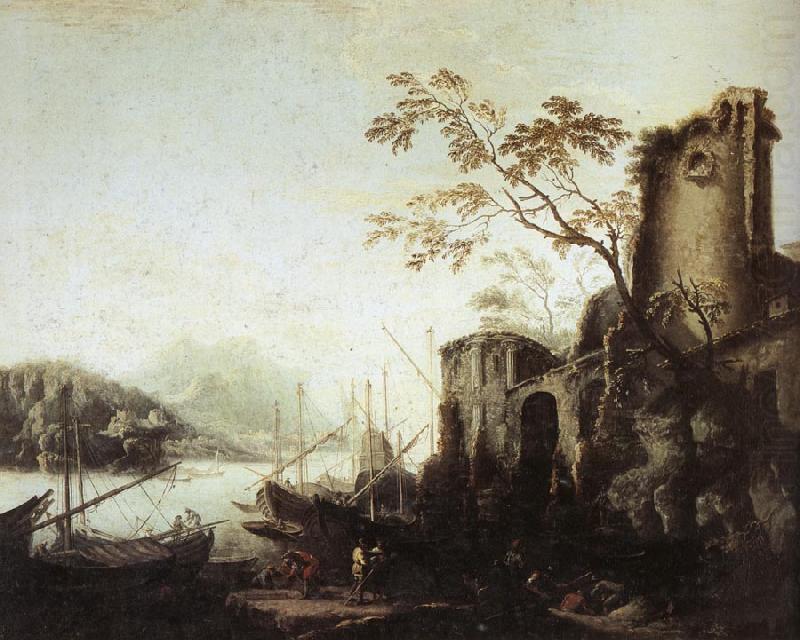 Seascape with Towers, Salvator Rosa